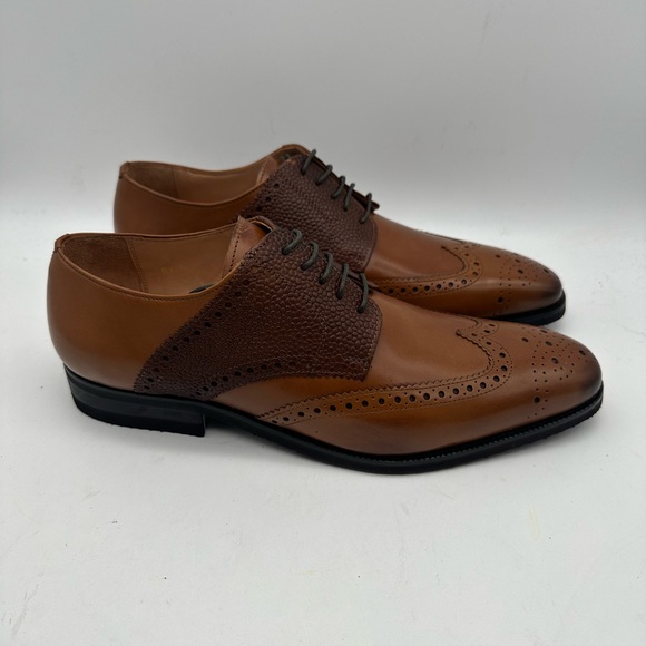 DAPPER SHOES CO. Handcrafted Genuine Leather Men's Wingtip Brogue Oxfords Sz 10 - Picture 3 of 9